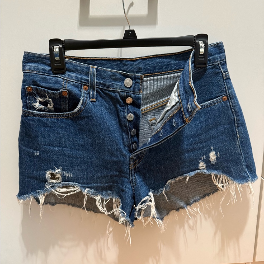 Distressed Levi’s Denim Shorts